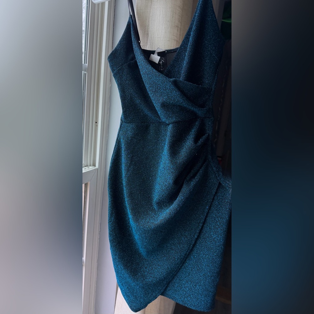 Elegant Asymmetrical Teal Dress